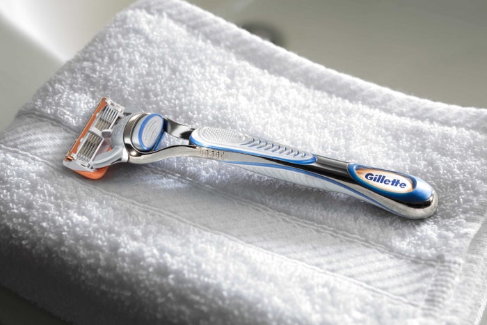 Gillette Razor resting on a towel.