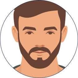 Cleanly styled short boxed beard