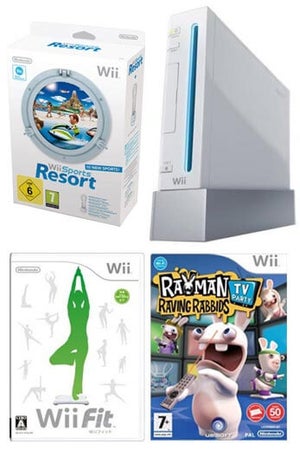 Wii Console (Including Wii Sports Resort, Raving Rabbids TV Party & Wii Fit)