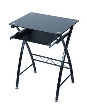 LEVV black glass computer desk