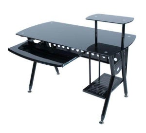 LEVV Black Glass Computer Workstation (CT1200BB)