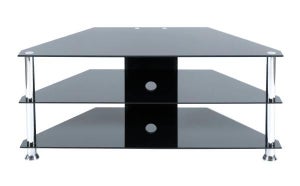LEVV Black and Chrome TV Stand for up to 42 Inch TVs
