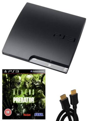 Playstation 3 PS3 Slim 120GB Console: Bundle (including Aliens Vs Predator & 2M HDMI Cable)