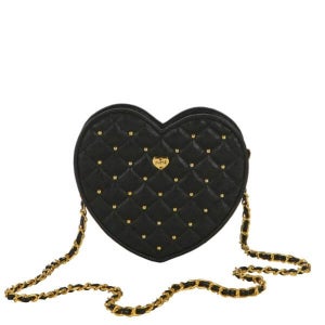 Yumi Quilted heart chain handle cross body bag 