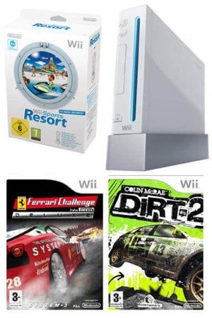 Nintendo Wii Console: Bundle (Including Wii Sports Resort, Colin McRae: Dirt 2 & Ferrari Challenge: Trofeo Pirelli)