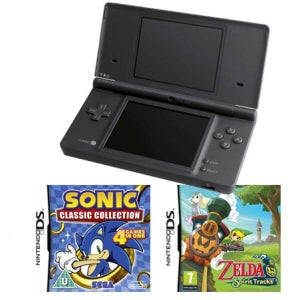 Nintendo DSi Console Black: Bundle (Including The Legend of Zelda: Spirit Tracks & Sonic Classic Collection)