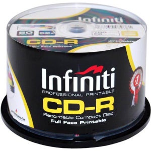 Infiniti CD-R 700MB/80 Min 52x Speed (50 Pack) Printable Full-Face - (RSCD80CB50P)