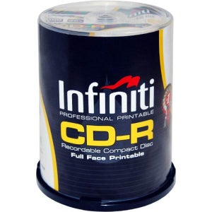 Infiniti CD-R 700MB/80 Min 52x Speed (100 Pack) Printable Full-Face - (RSCD80CB100P)
