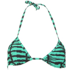 French Connection Marina Ink Miami Green Triangle Bikini Top