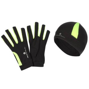 RonHill Vizion Beanie and Gloves Set - Black/Yellow