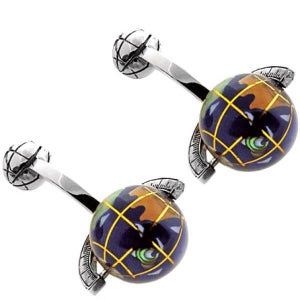 Tateossian Silver Globe Cufflinks