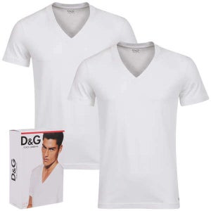 D&G Men's 2 Pack T-Shirts -White
