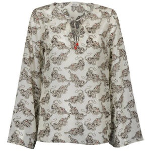 Chloe Women's Tiger Print Blouse - White