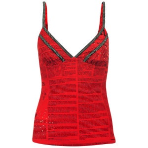 John Galliano Women's Newspaper Print Vest Top - Red