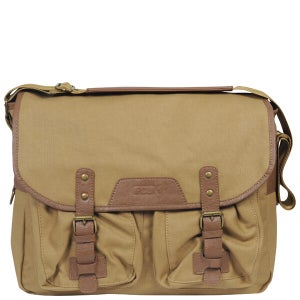 French Connection Men's Waxed Canvas/Leather Messenger Bag - Tan