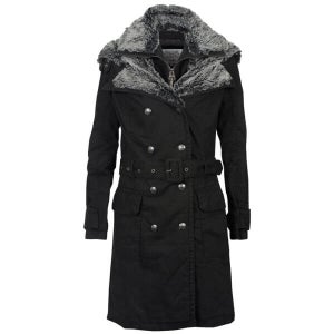 Firetrap Women's Entrenched Fur Trim Coat - Black