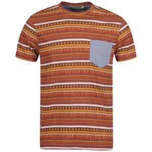 Brave Soul Men's Chevy Aztec Print T-Shirt - Burgundy/Red/Orange/Yellow/White