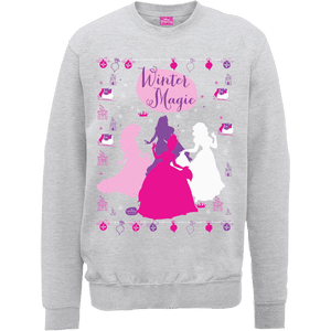Disney Princess Christmas Princess Silhouettes Grey Christmas Sweater