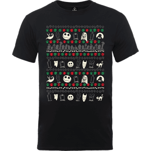 T-Shirt Disney The Nightmare Before Christmas Jack Sally Zero Faces Black