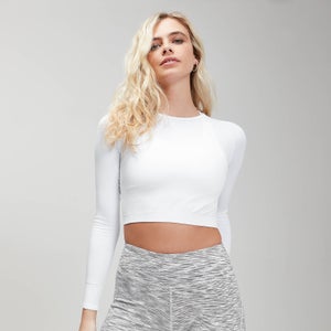 Crop top sans coutures à manches longues MP Shape Seamless Ultra pour femmes – Blanc
