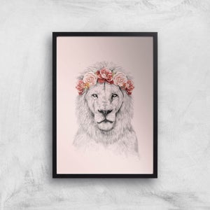 Balazs Solti Lion and Flowers Art Print