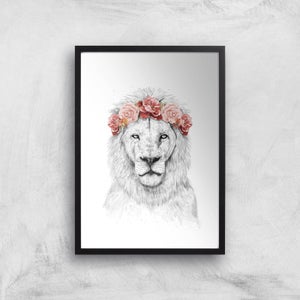 Balazs Solti Lion and Flowers Art Print