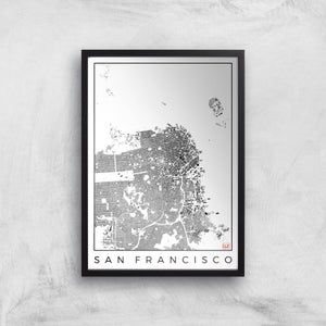 City Art Black and White San Francisco Map Art Print