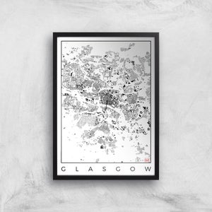 City Art Black and White Glasgow Map Art Print