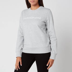 Calvin Klein Jeans Women's Institutional Core Logo Crew Neck Sweatshirt - Light Grey Heather