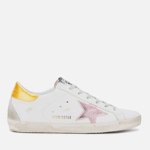 Golden Goose Women's Superstar Trainers - White Leather/Gold Pink Metallic Star