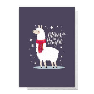 Merry And Bright Llama Greetings Card