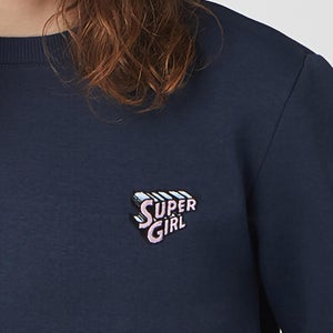 Felpa Ricamata DC Super Girl Unisex - Blu Navy