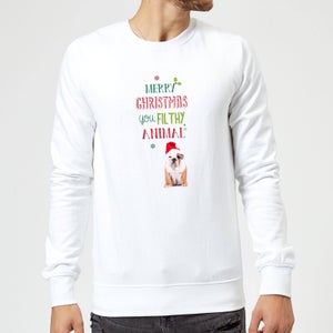 Merry Christmas bulldog Sweatshirt - White