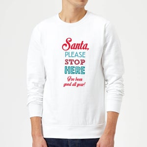 Stop here santa Sweatshirt - White