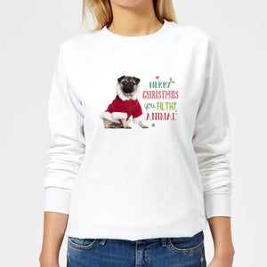 Christmas Pug Women's Sweatshirt - White