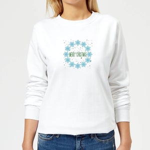 Merry Christmas flakes Women's Sweatshirt - White