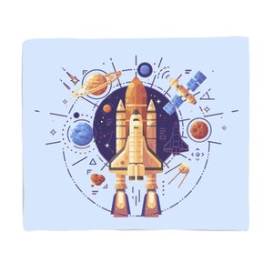 Rocket Ship And Planets Fleece Blanket