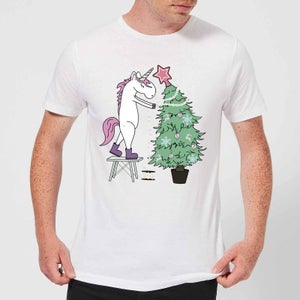 Unicorn Decorating The Christmas Tree Men's T-Shirt - White