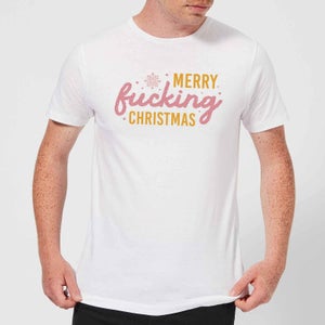 Cross Stitch Merry Fucking Christmas Men's T-Shirt - White