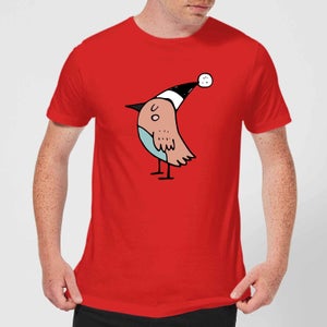 Festive Robin Men's T-Shirt - Red