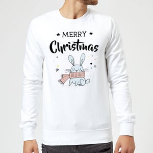 Merry Christmas Rabbit Sweatshirt - White