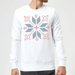 Cross Stitch Festive Shape Sweatshirt - White