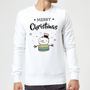 Merry Christmas Snowman Sweatshirt - White