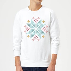 Cross Stitch Festive Snowflake Sweatshirt - White