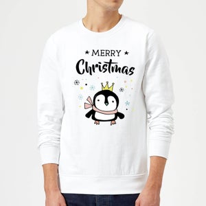 Merry Christmas Penguin Sweatshirt - White