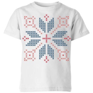 Cross Stitch Festive Shape Kids' T-Shirt - White