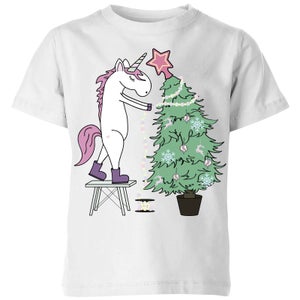 Unicorn Decorating The Christmas Tree Kids' T-Shirt - White