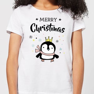 Merry Christmas Penguin Women's T-Shirt - White