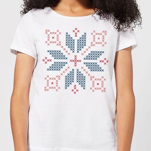 Cross Stitch Festive Shape Women's T-Shirt - White