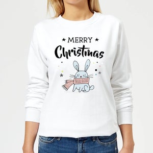 Merry Christmas Rabbit Women's Sweatshirt - White